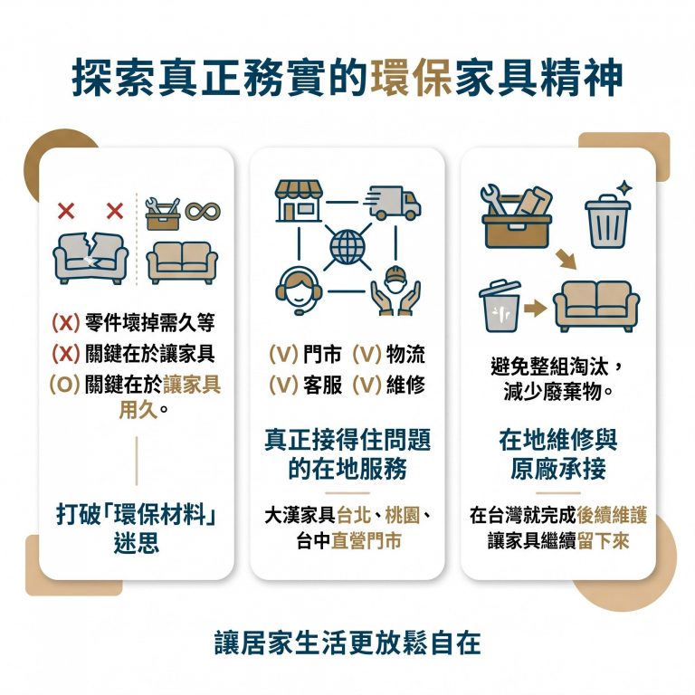大漢家具用可在地維修材料、在地原品牌承接,真正落實環保家具的精神